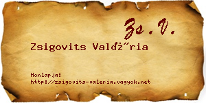 Zsigovits Valéria névjegykártya